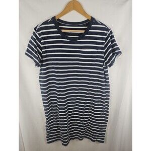 Pact Size Large Paris Stripe Softspun Tee Shirt Dress Navy White Organic Cotton